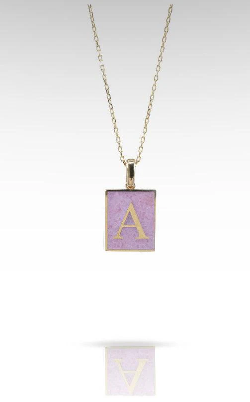 Alphabet Rectangle Gemstone Necklace - Image 2
