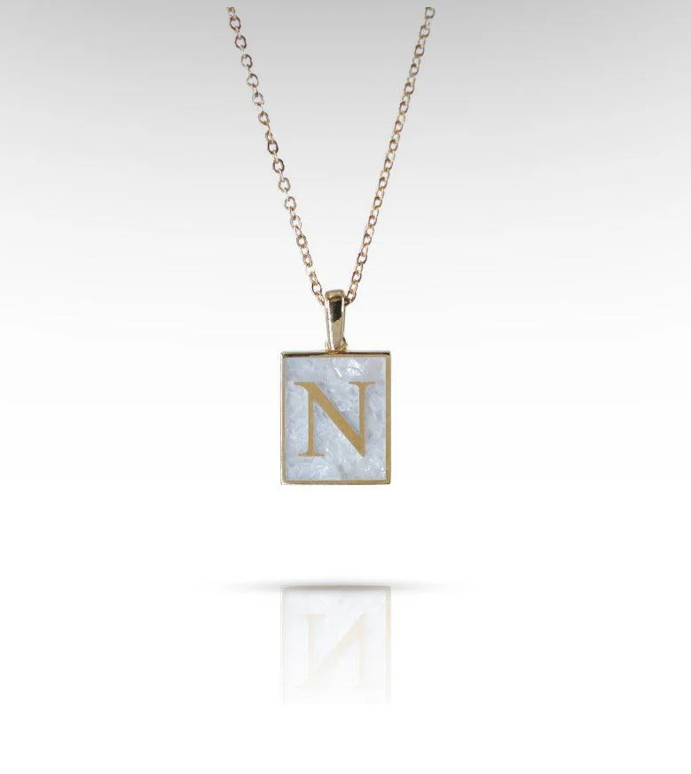 Alphabet Rectangle Gemstone Necklace - Image 3