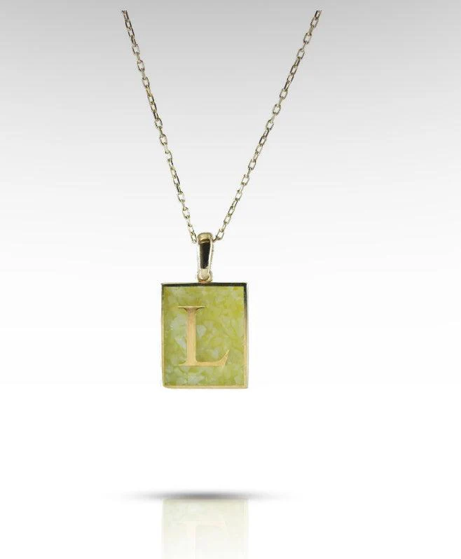 Alphabet Rectangle Gemstone Necklace - Image 4