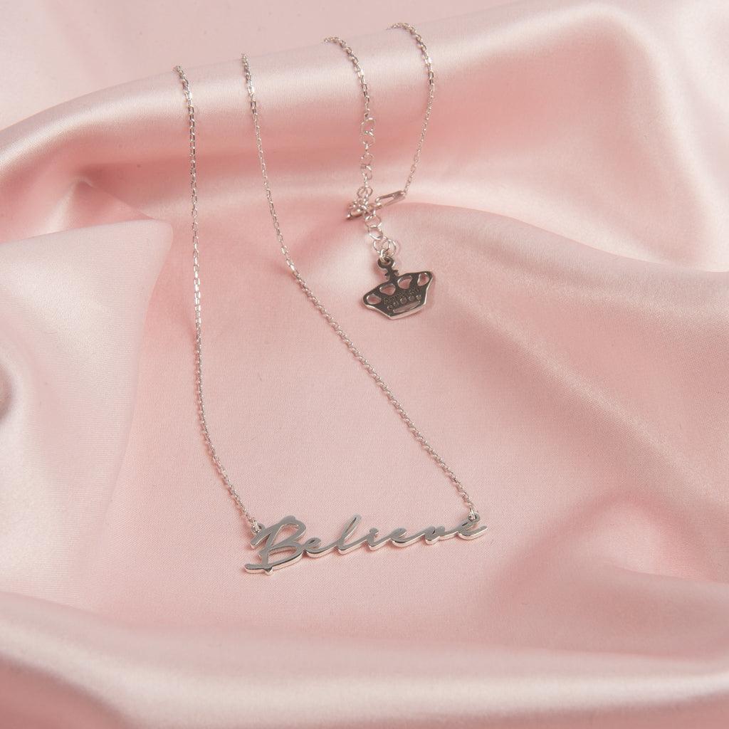 Believe Signature Handwriting Name Necklace - Image 2
