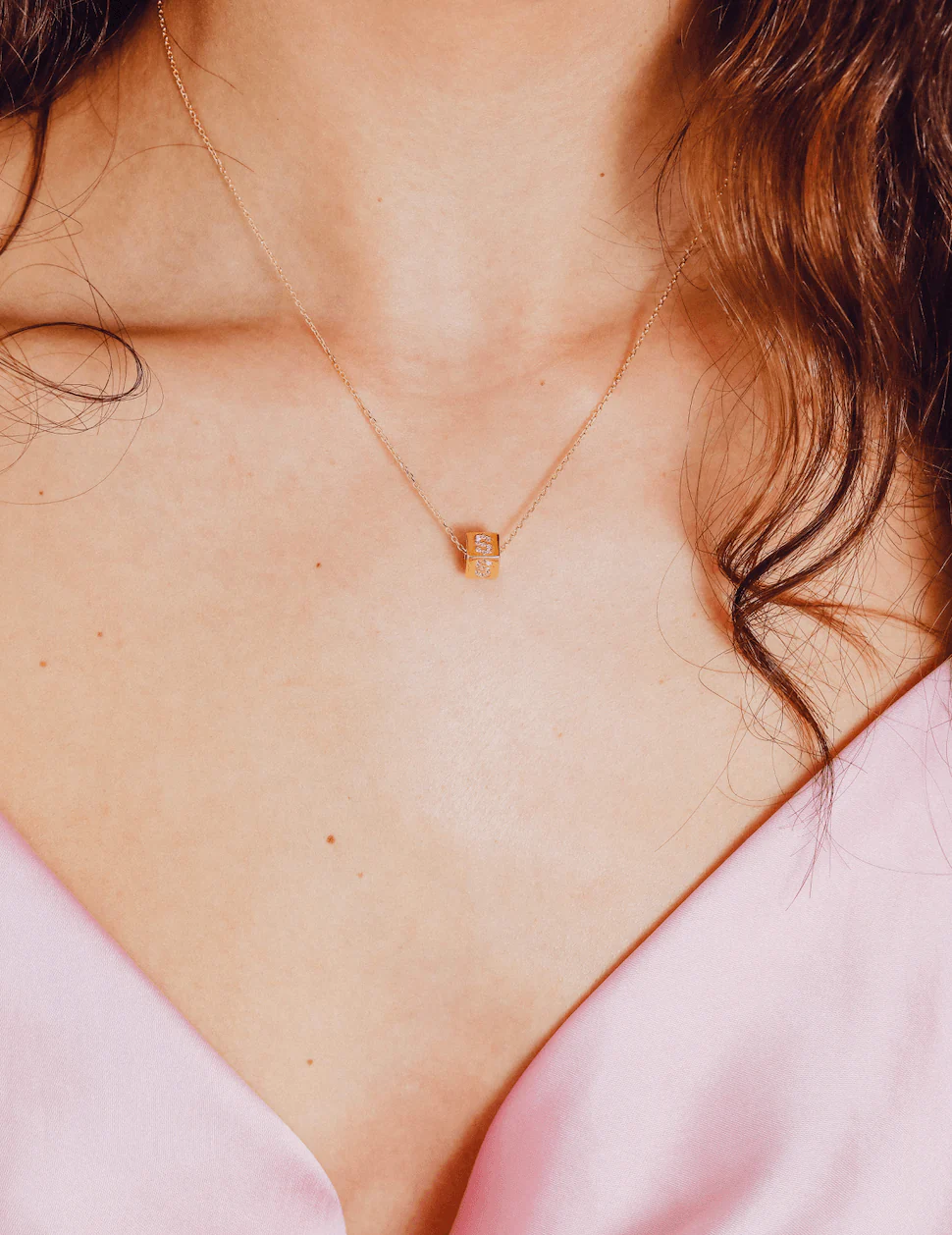 Crystal Cube Letter Necklace - Image 3