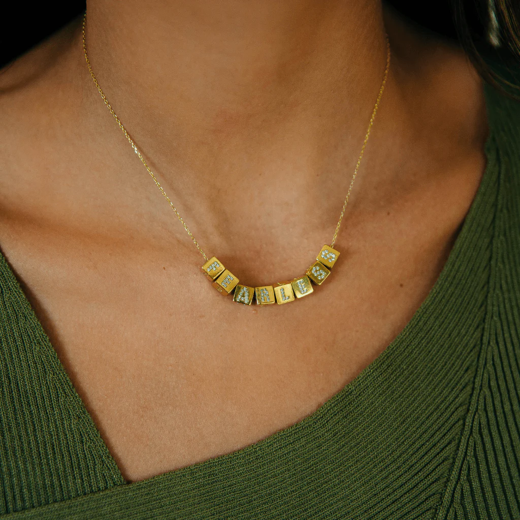 Crystal Cube Letter Necklace - Image 4