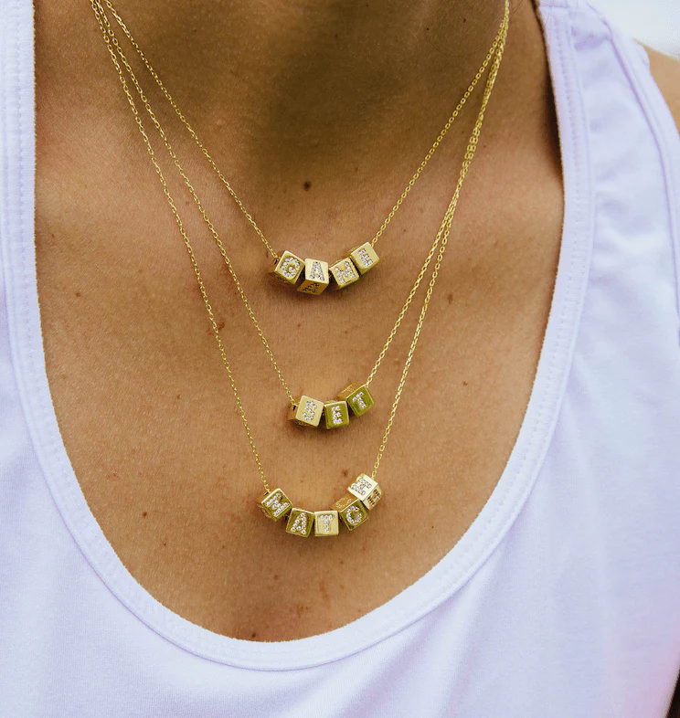 Crystal Cube Letter Necklace - Image 9