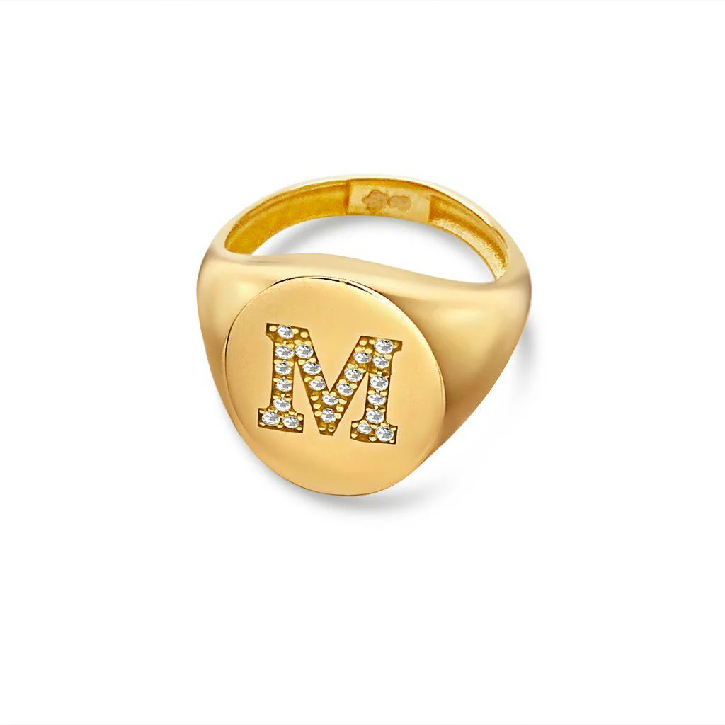 Crystal Signet Initial Ring - Image 10