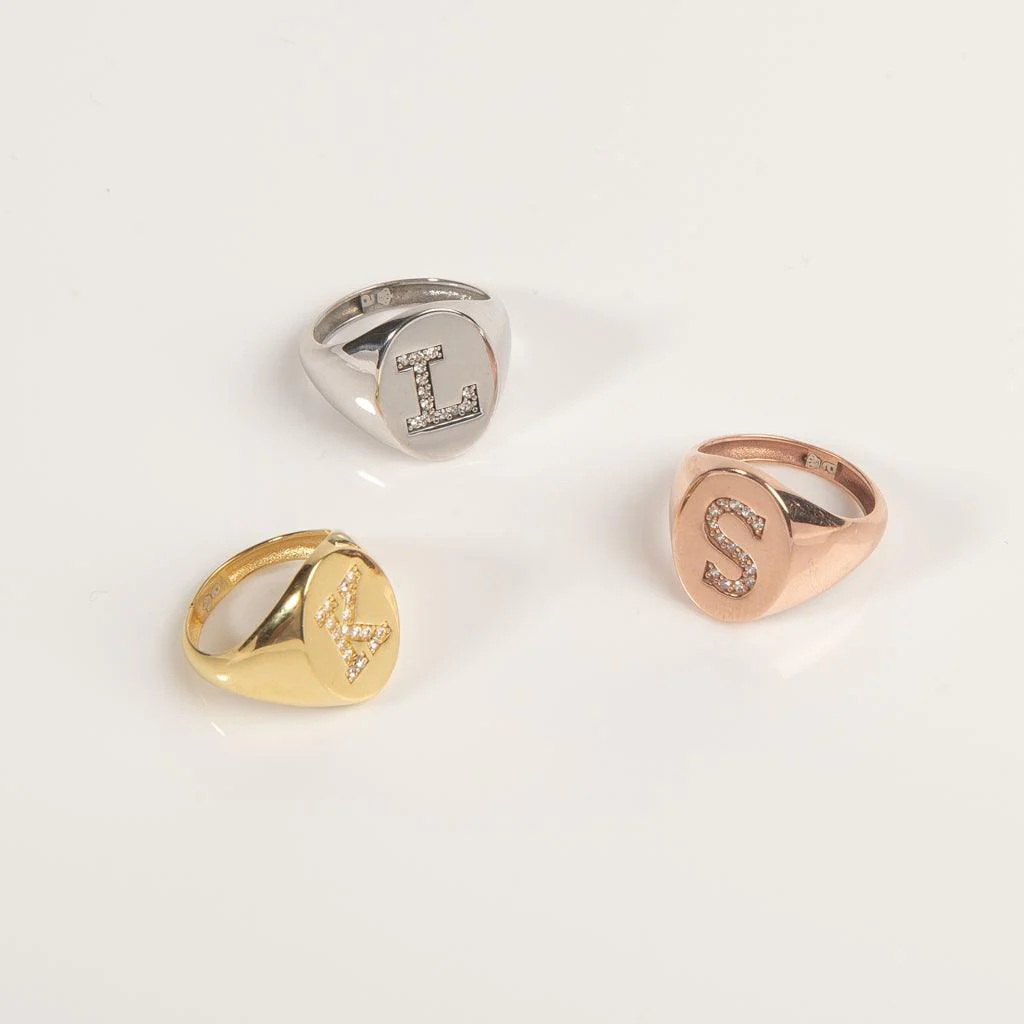 Crystal Signet Initial Ring - Image 6