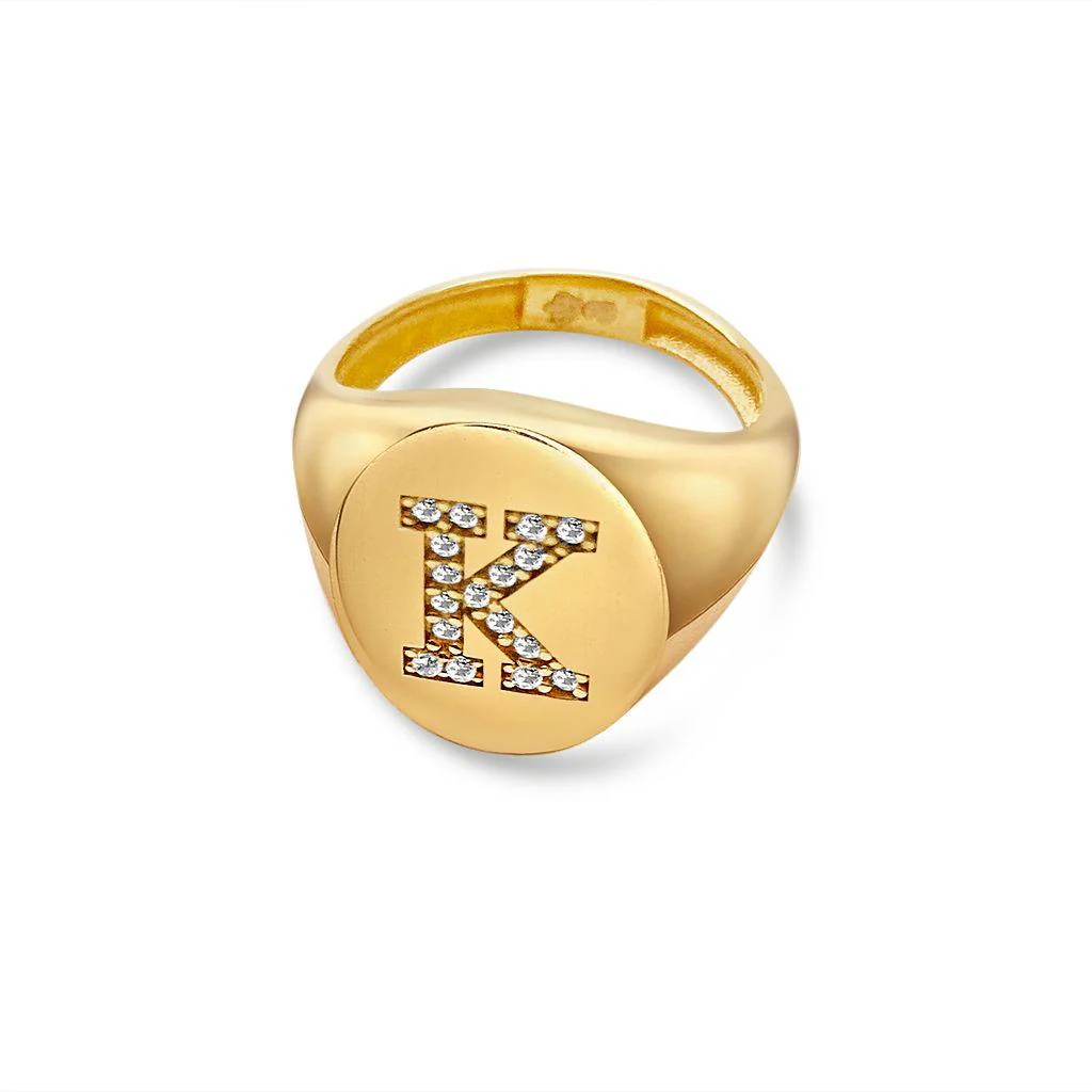 Crystal Signet Initial Ring - Image 7