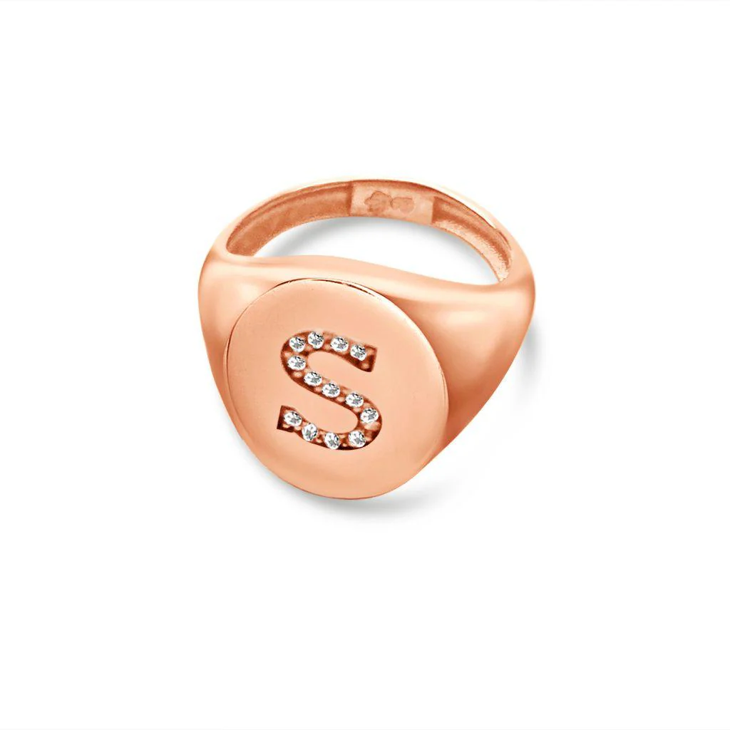 Crystal Signet Initial Ring - Image 9