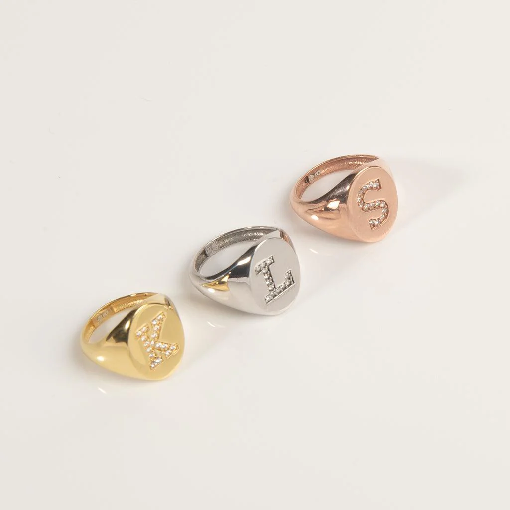 Diamond Signet Initial Ring - Image 3