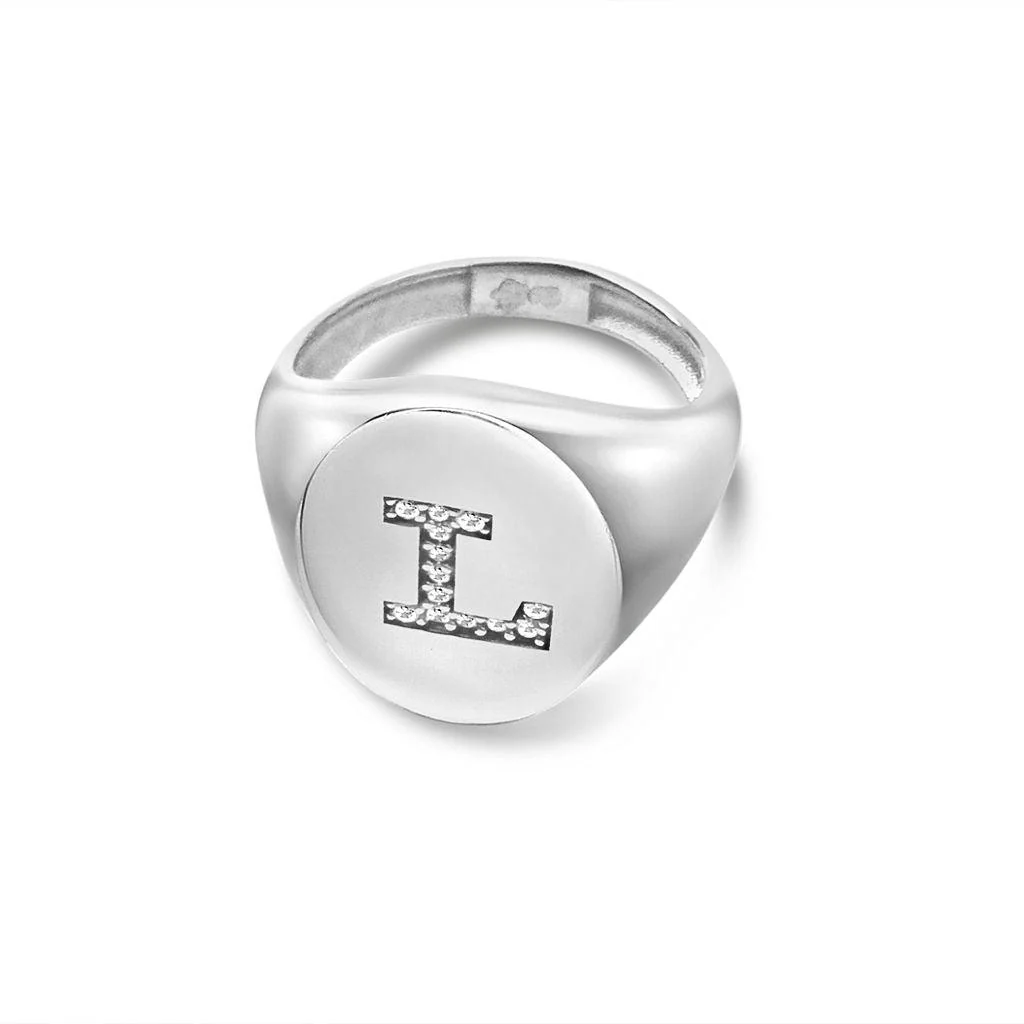 Diamond Signet Initial Ring - Image 9