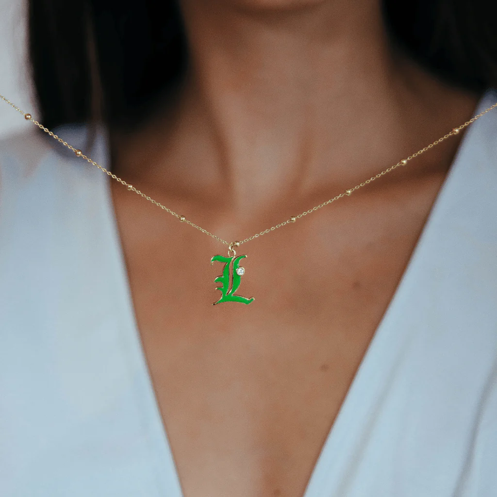 Dora Enamel Initial Necklace - Image 3