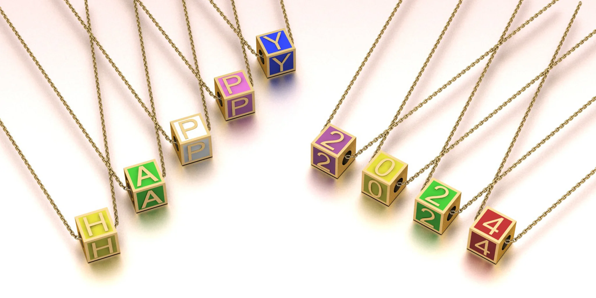 Enamel Cube Letter Necklace - Image 4