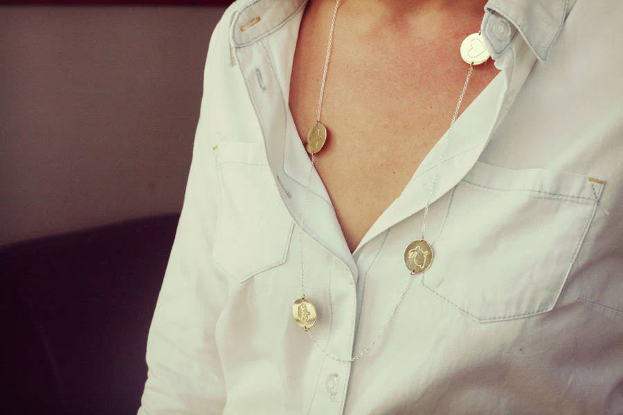 Engraved Charm Long Necklace - Image 13