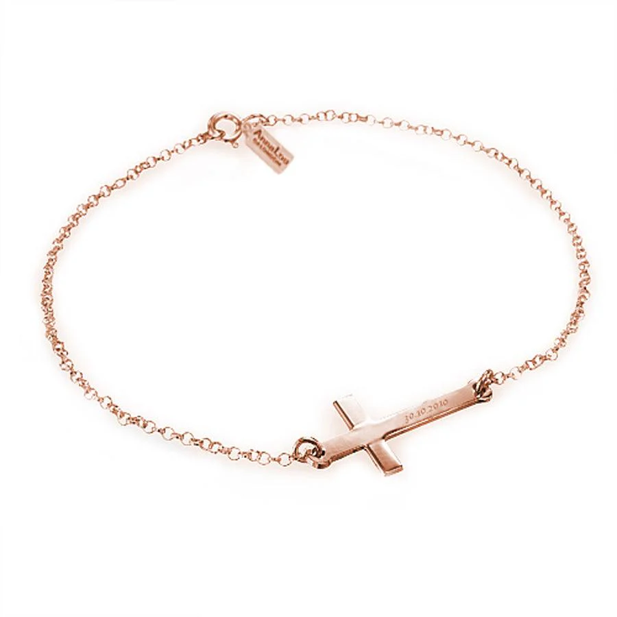 Engraved Cross Bracelet - Image 3