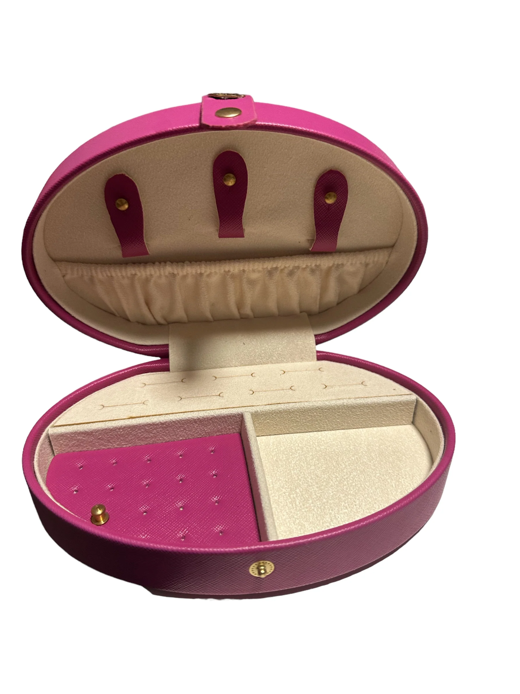 Fushia pink oval jewellery box - Image 2