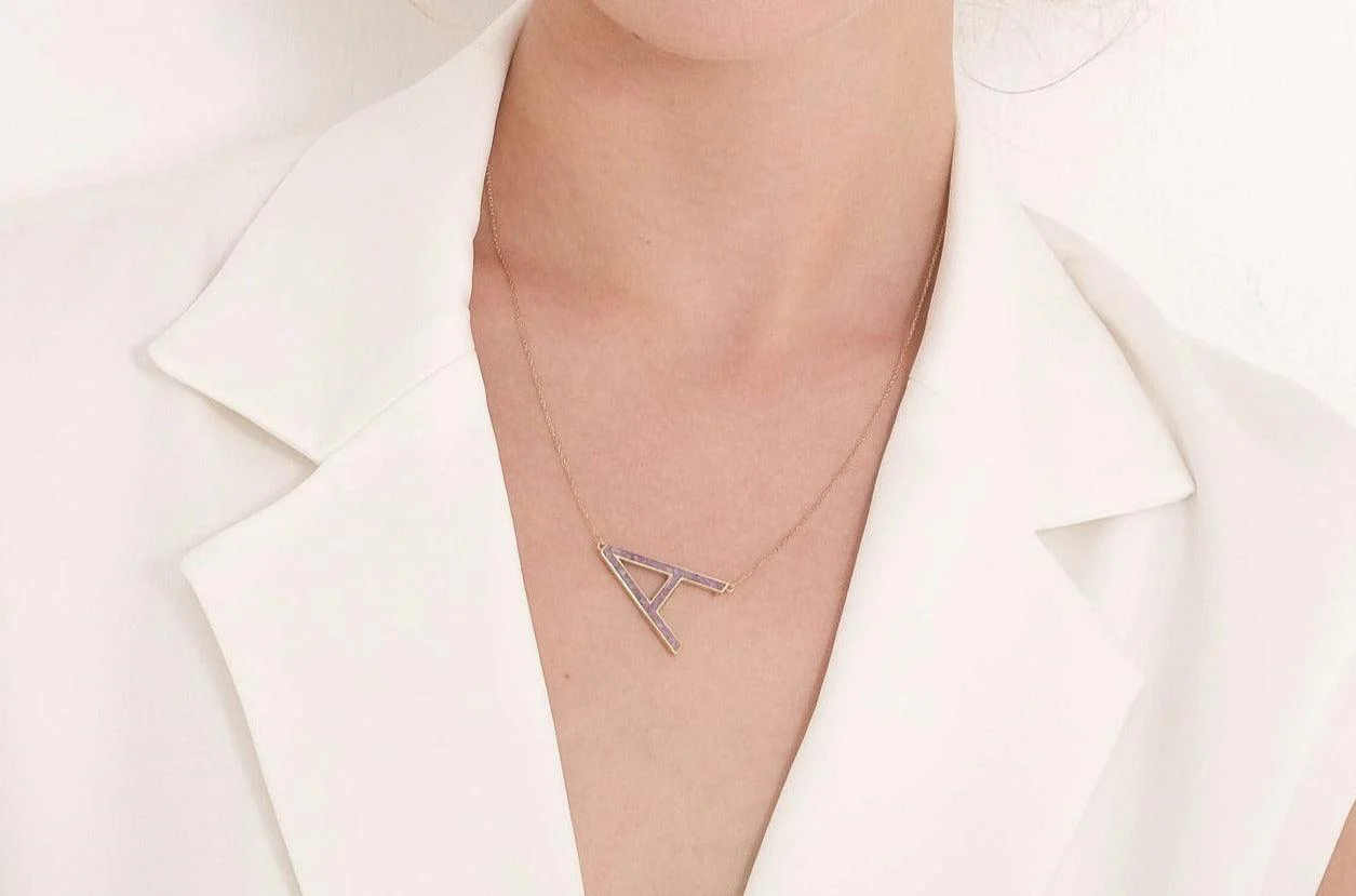 Gemstone Capital Letter Necklace - Image 2
