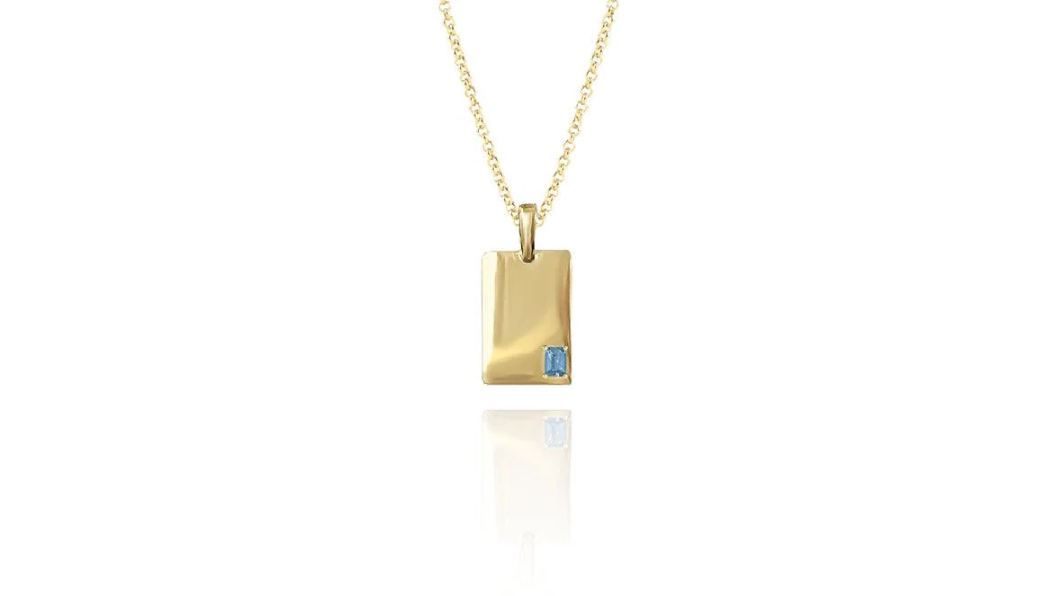 Gemstone Rectangle Birthstone Necklace - Image 5