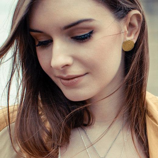 Hammered Disc Stud Earrings - Image 4