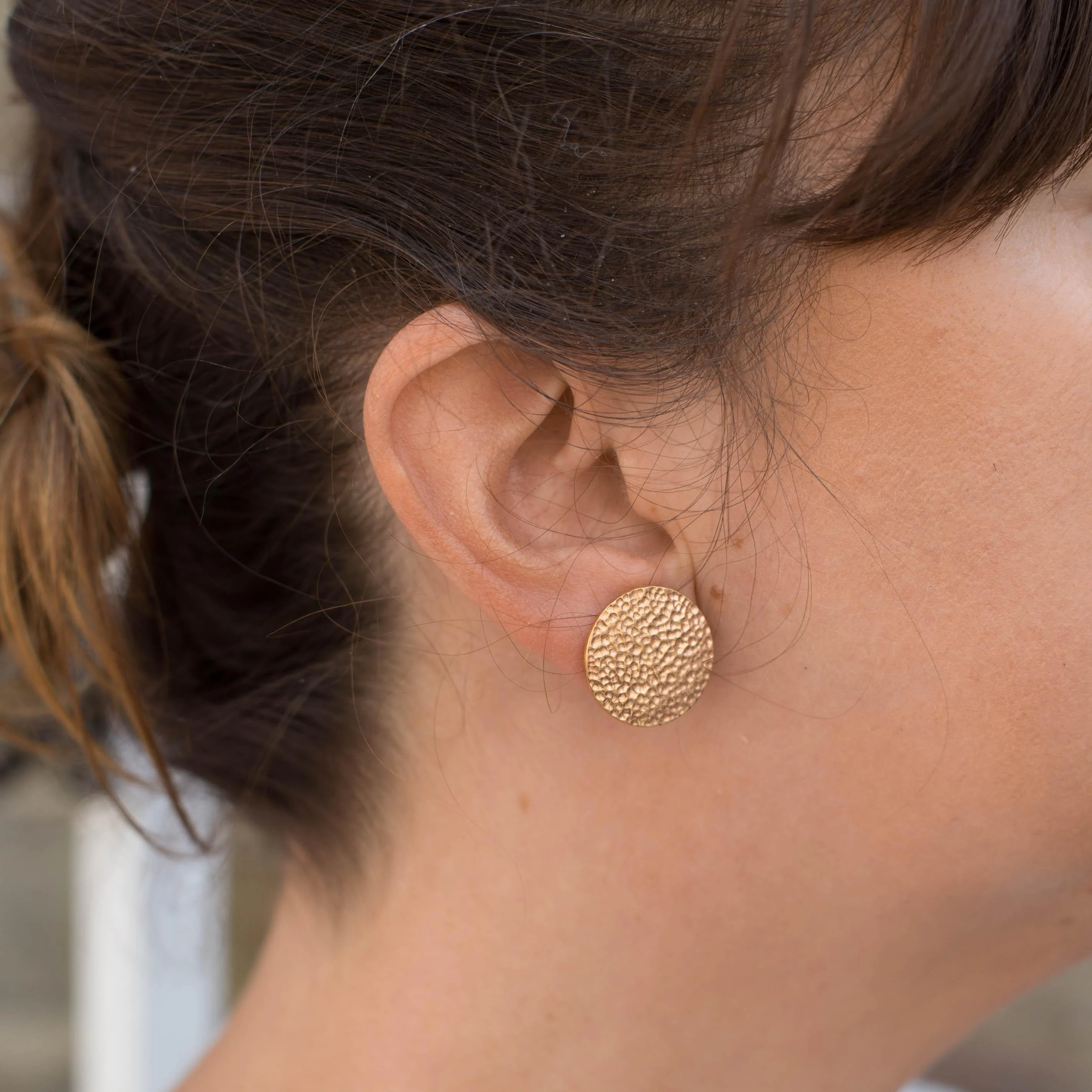 Hammered Disc Stud Earrings - Image 5