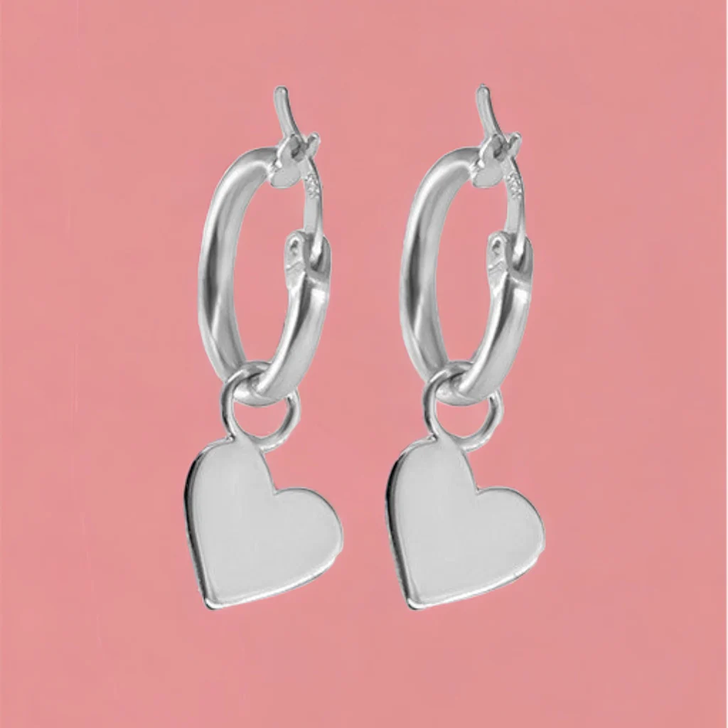 Heart Charm Huggie Earrings - Image 4