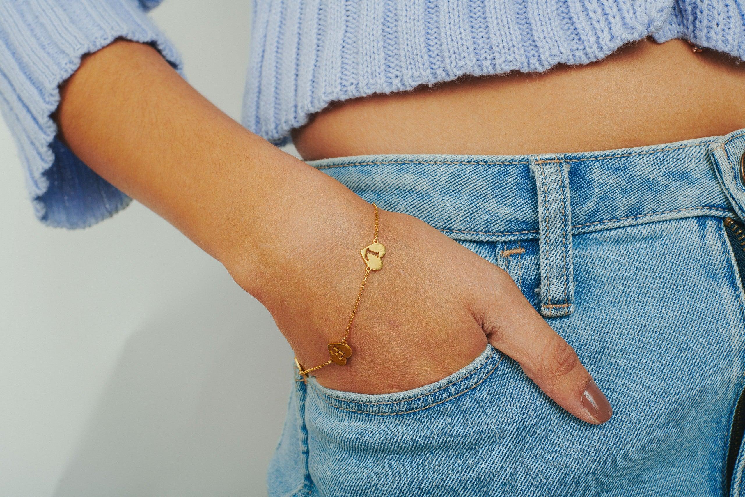 Heart Initial Charm Bracelet - Image 4