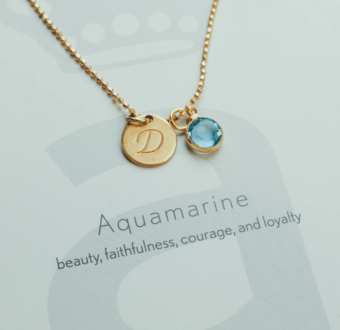Initial Disc Birthstone Necklace - Image 2