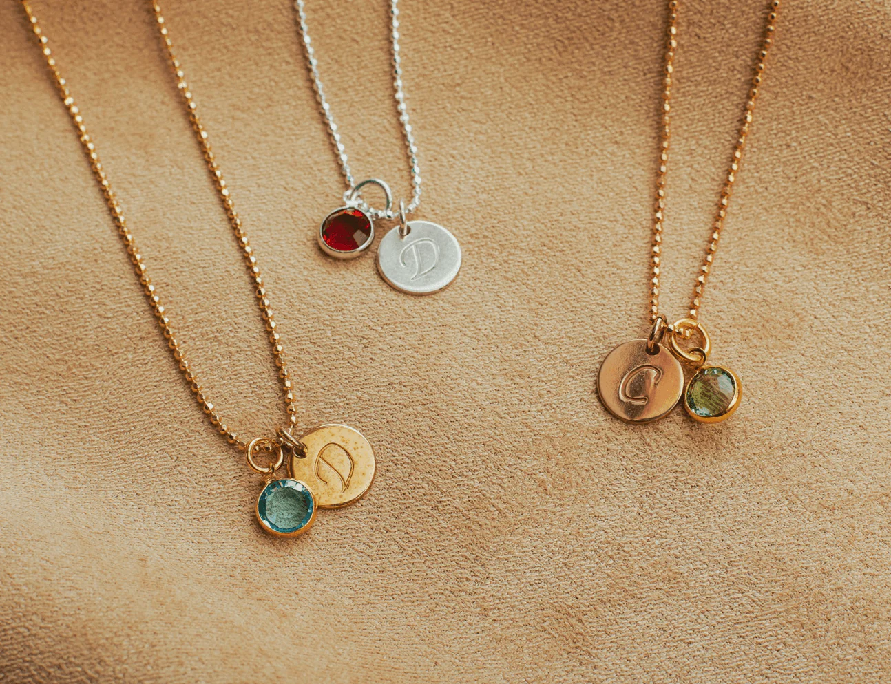 Initial Disc Birthstone Necklace - Image 5