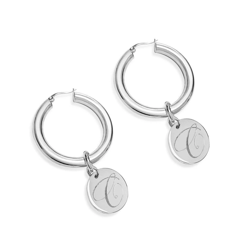 Angelina Initial Disc Hoops - Image 7