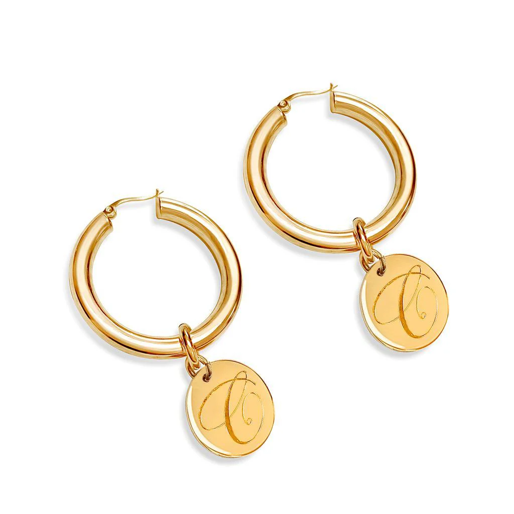 Angelina Initial Disc Hoops - Image 8