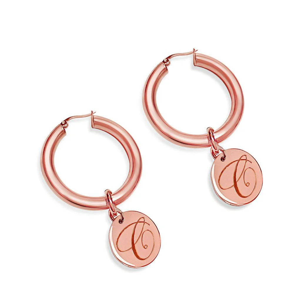 Angelina Initial Disc Hoops - Image 9