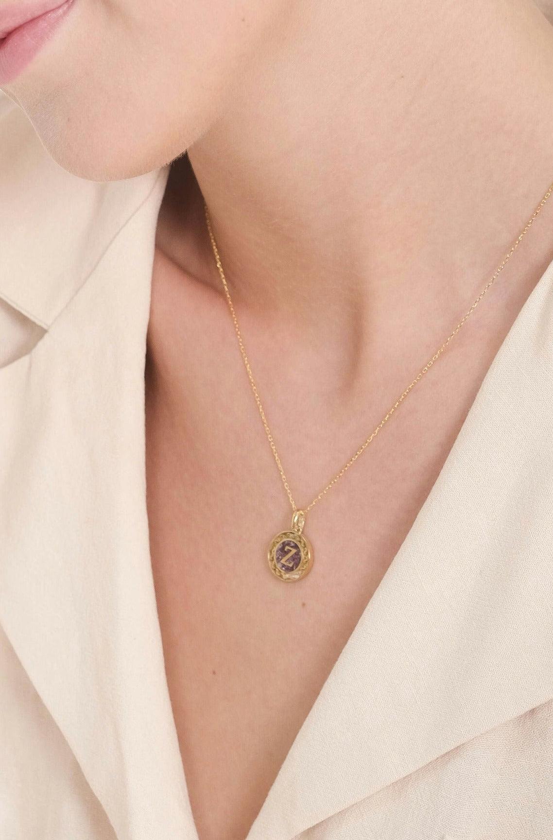 Initial Gemstone Pendant Necklace - Image 2