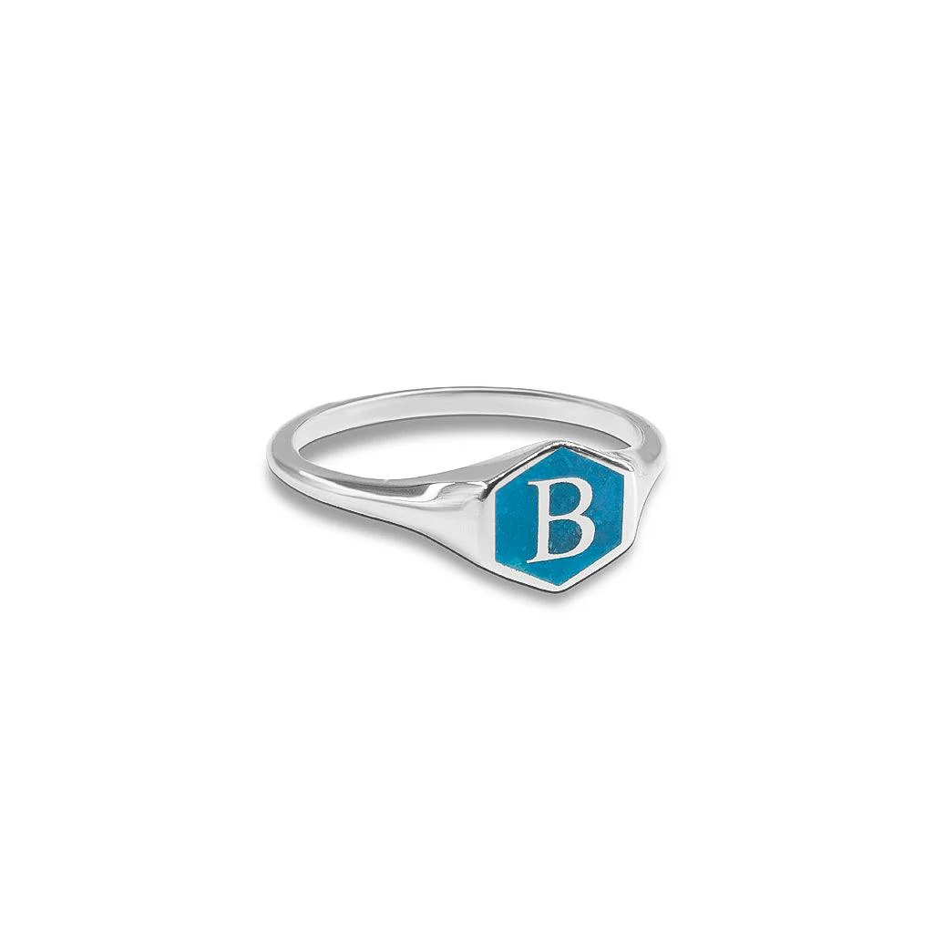 Initial Hexagon Gemstone Ring - Image 2