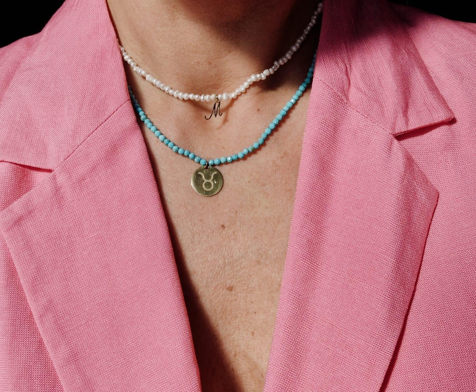 Initial Turquoise Gemstone Necklace - Image 4