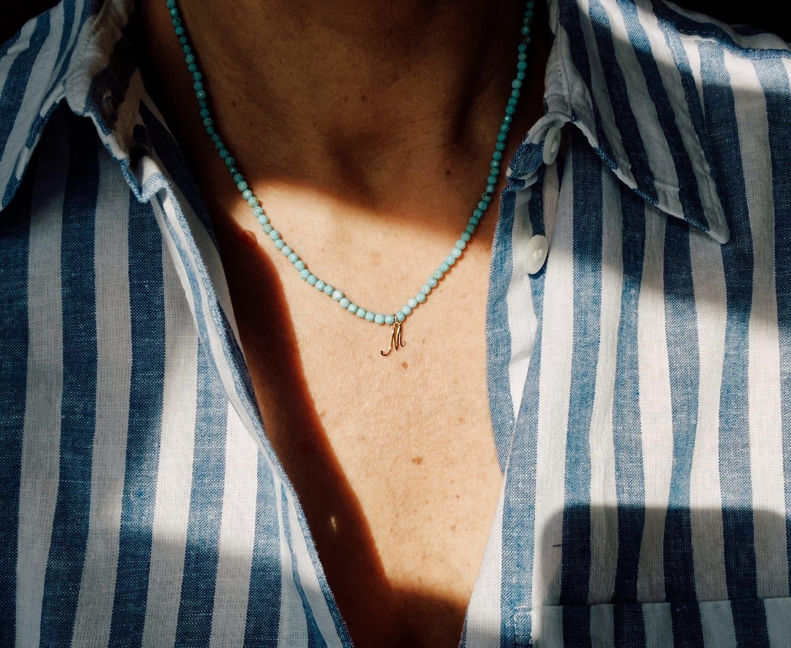 Initial Turquoise Gemstone Necklace - Image 7