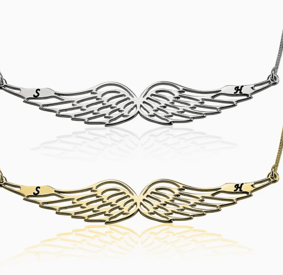 Letter Angel Wing Necklace - Image 2