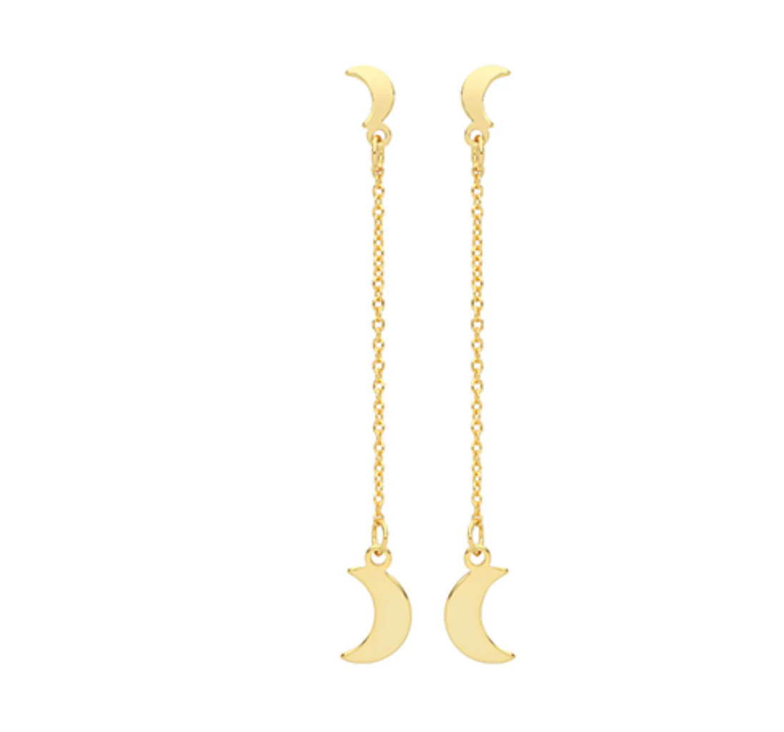 Long drop moon earrings - Image 2