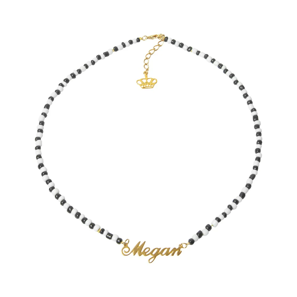 Monochrome Beaded Name Necklace - Image 3