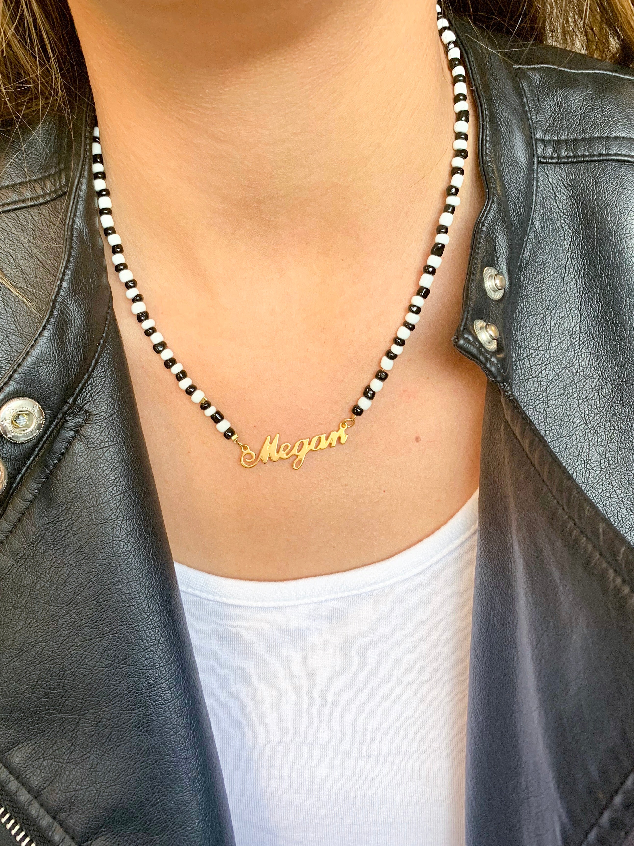 Monochrome Beaded Name Necklace - Image 5