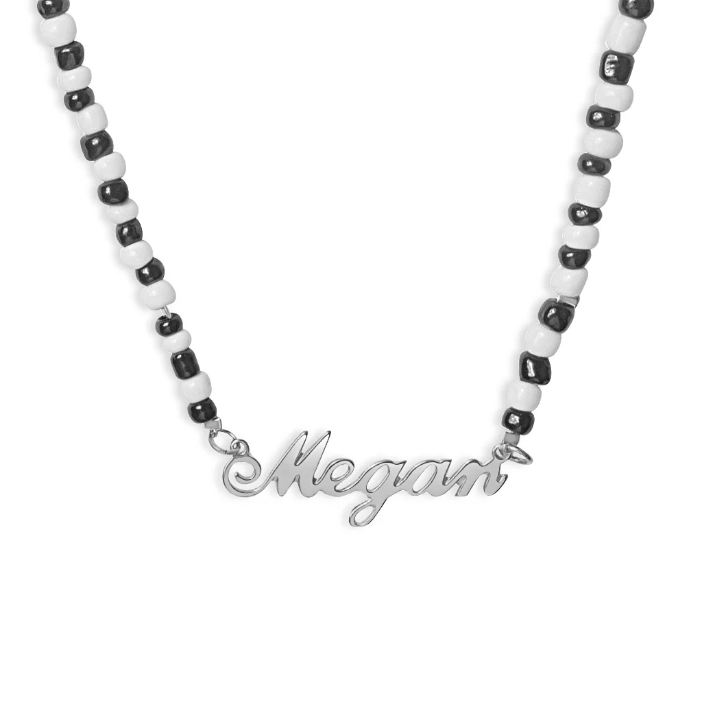 Monochrome Beaded Name Necklace - Image 6