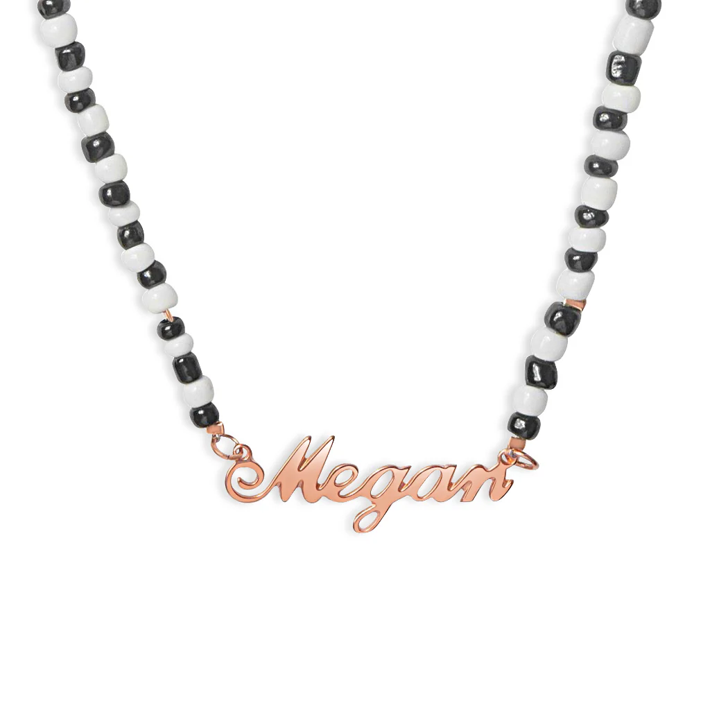Monochrome Beaded Name Necklace - Image 7