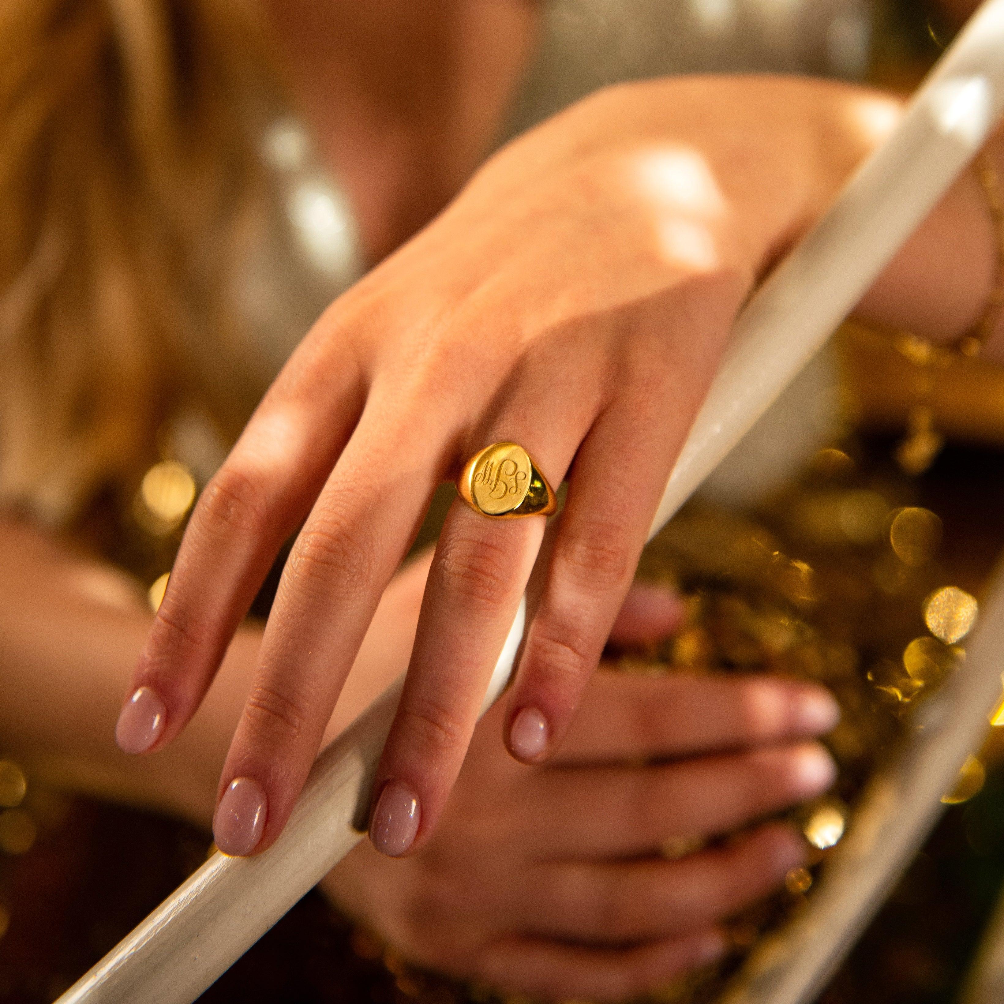 Monogram Signet Initial Ring - Image 4