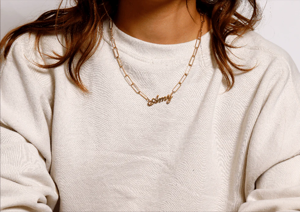 Name Necklace Rectangle Chain - Image 4