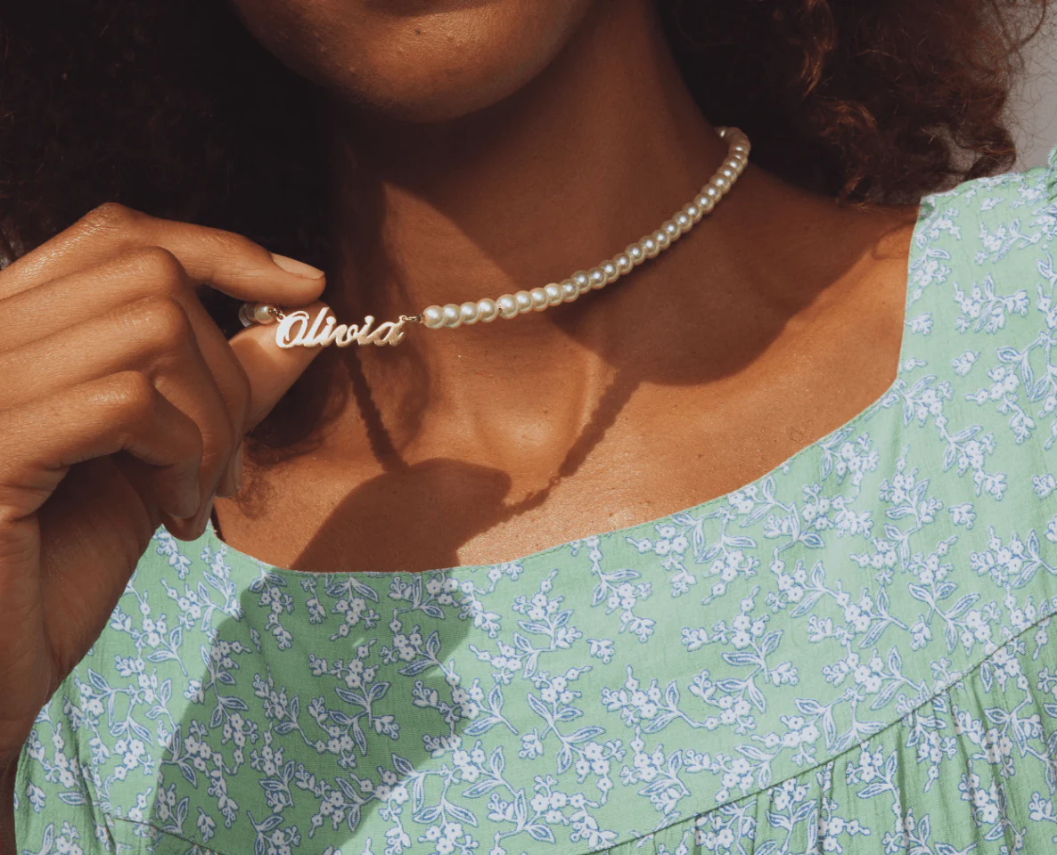 Pearl Beaded Name Necklace - Image 7