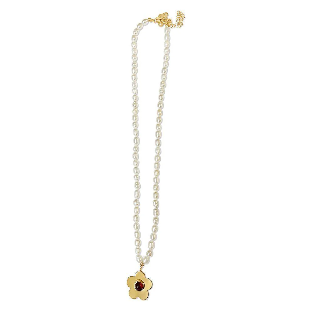 Pearl Birthstone Daisy Necklace - Image 3