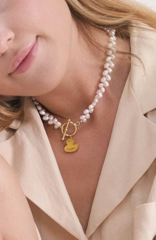 Pearl Gemstone Duck Necklace - Image 3