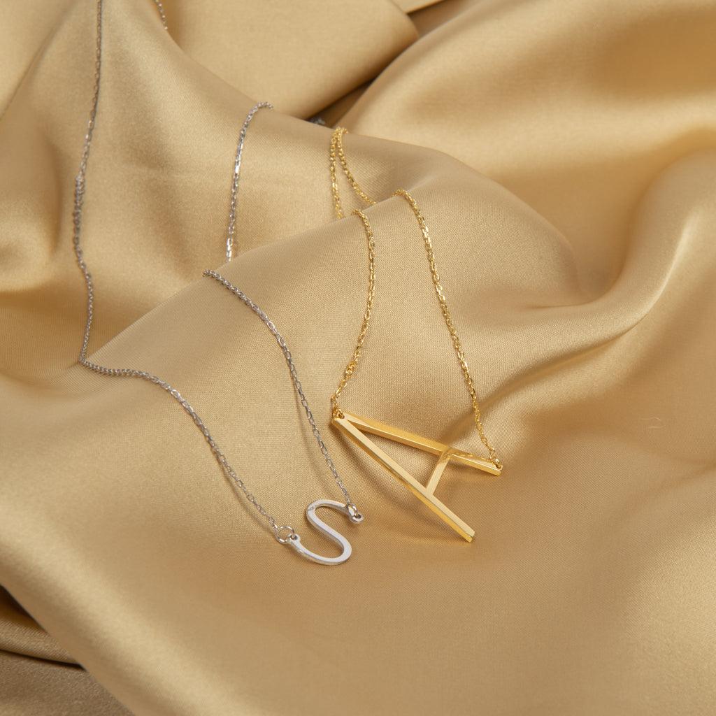 Personalised Initial Sideways Necklace - Image 5