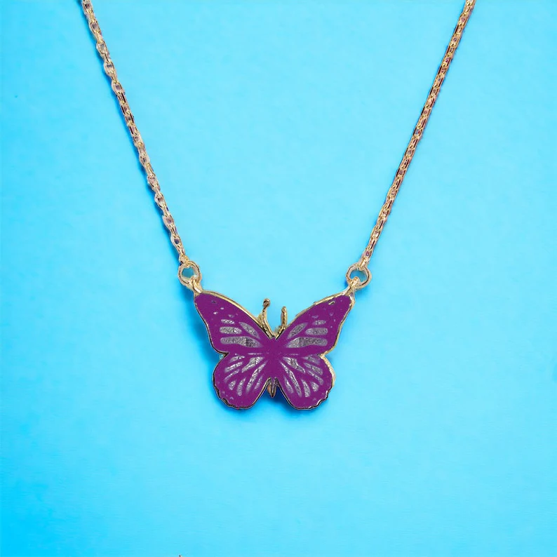 Purple Butterfly Necklace - Image 2