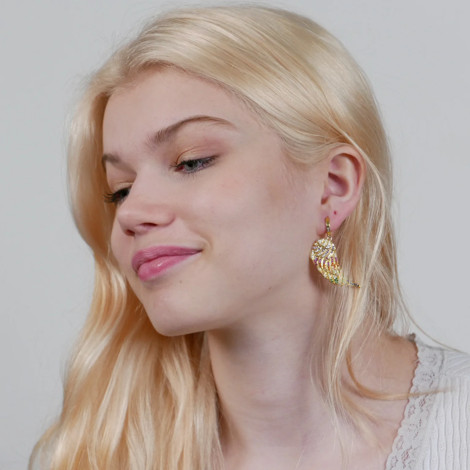 Rainbow Angel Wing Earrings - Image 2