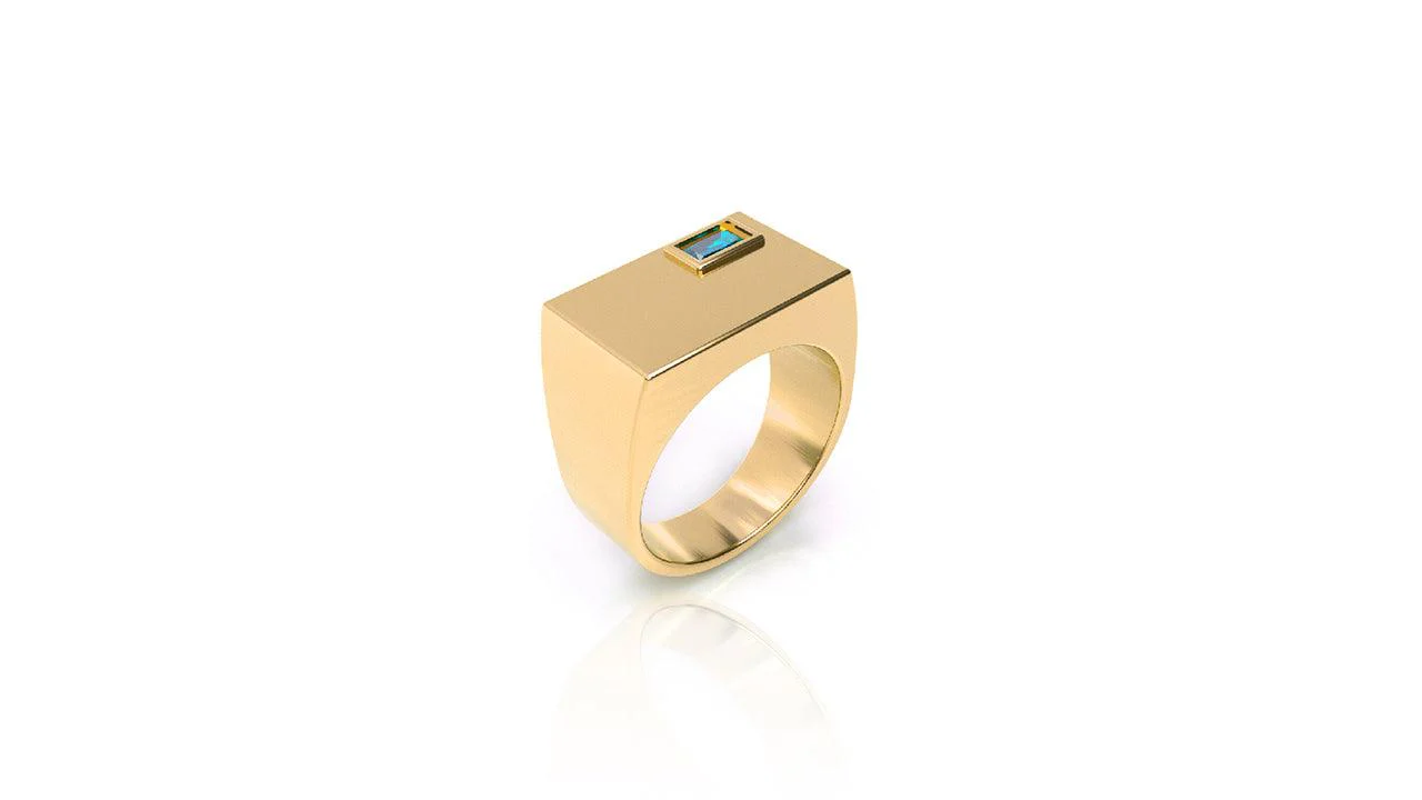 Rectangle Birthstone Ring - Image 10