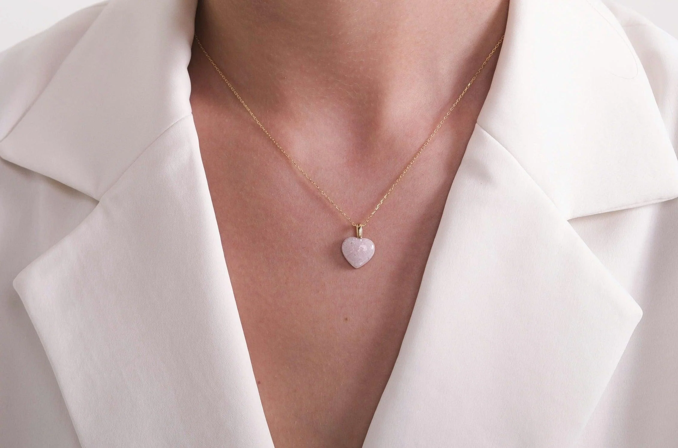 Rose Quartz Heart Gemstone Necklace - Image 2