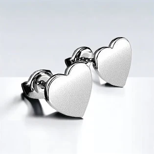 Silver Heart Stud Earrings - Image 2